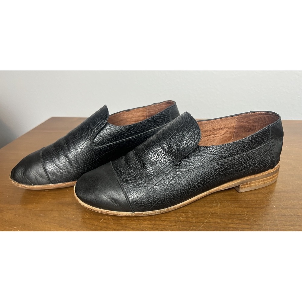 Jeffrey Campbell Loafer Shoe Women's 8 Black Bryant Cap Toe Leather